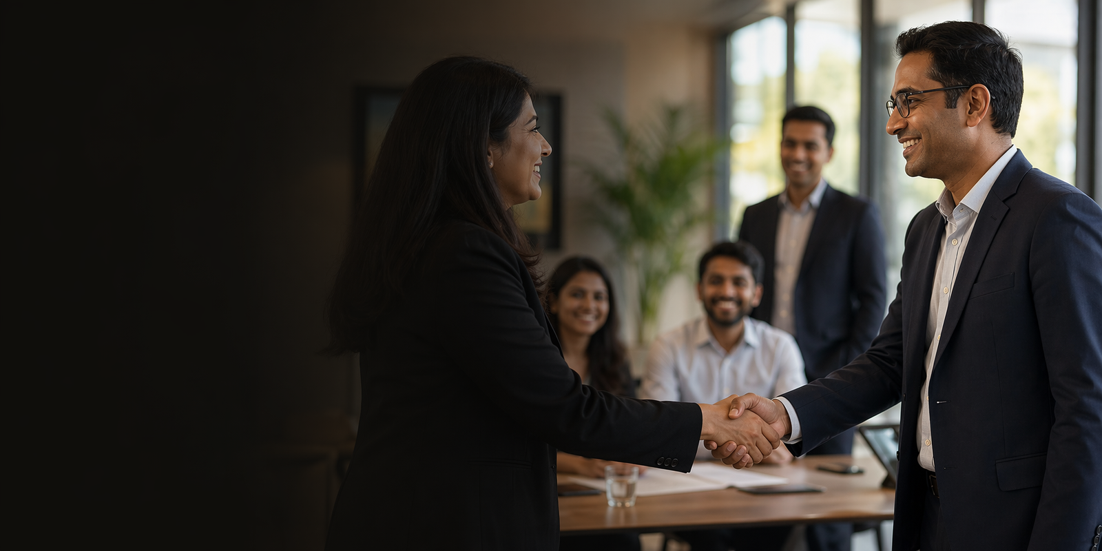 Corporate partners shaking hands