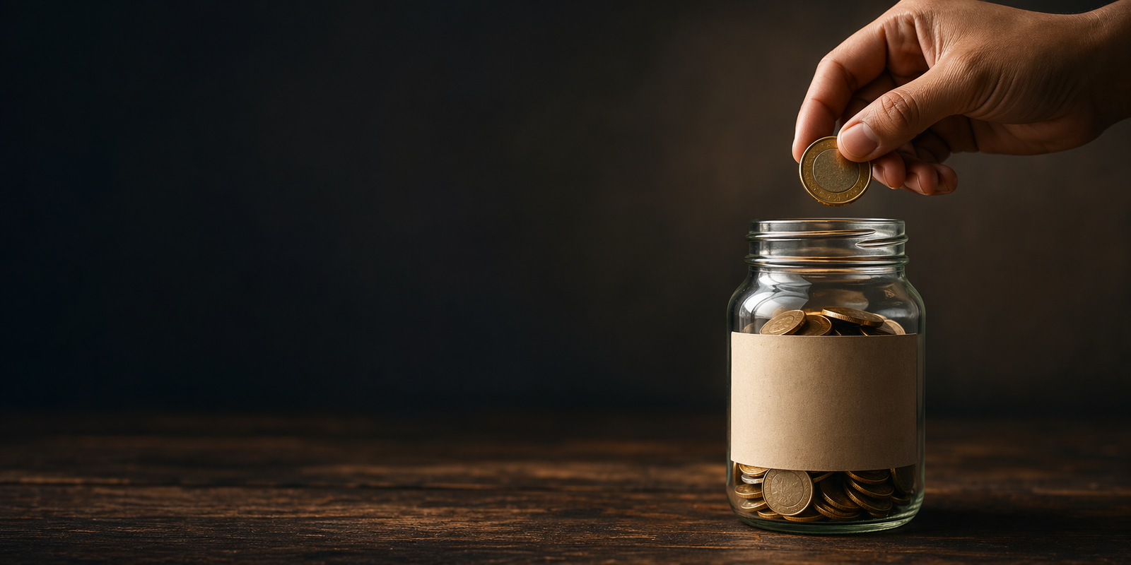 Donation jar with a coin being dropped in