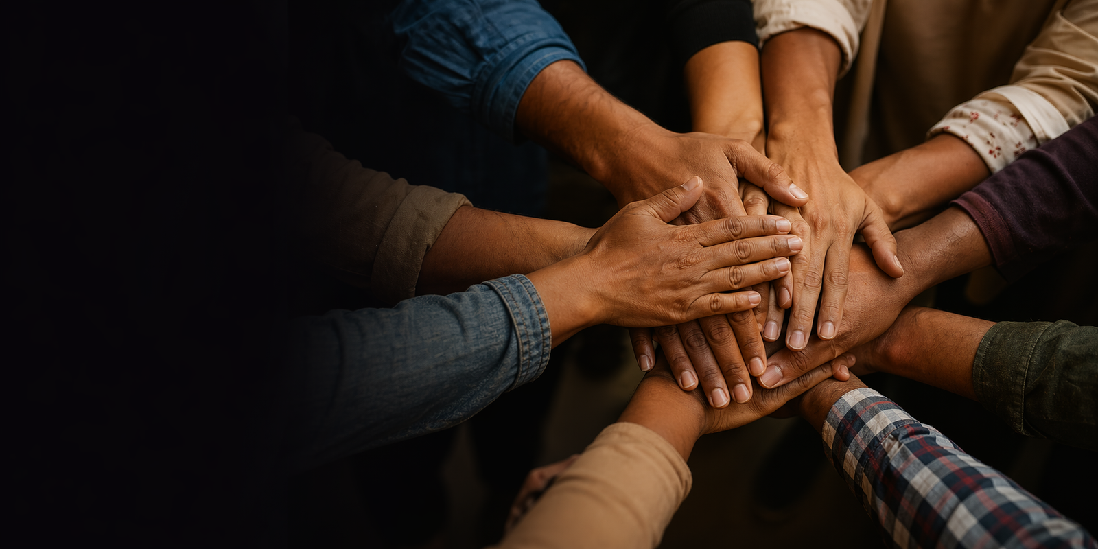Hands stacked in teamwork
